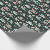 Betoverde kerstdorpsbijeenkomst cadeaupapier (Hoek)