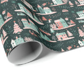 Betoverde kerstdorpsbijeenkomst cadeaupapier (Rol Hoek)