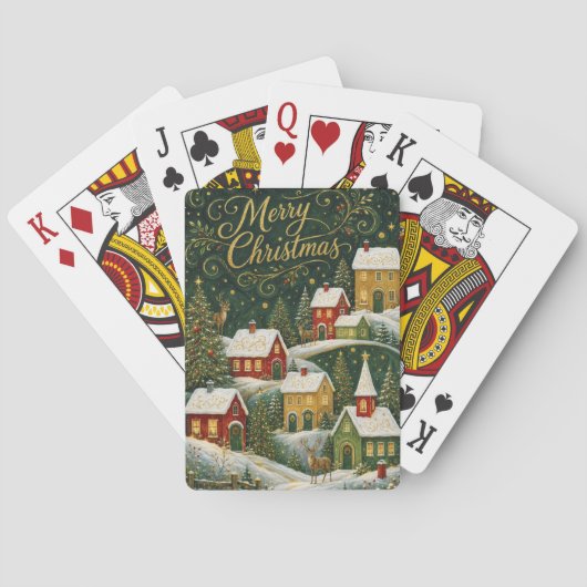 Betoverde Kerstedorp Pokerkaarten (Achterkant)