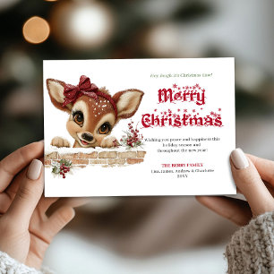 Betoverde Kerstmis baby rendier zoete kerstkaart