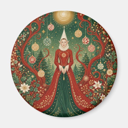 Betoverde Kerstmis Bos Elfenkoningin Magneet (Voorkant)