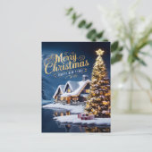 Betoverde Kerstmis: Huis en Boom Briefkaart (Staand voorkant)