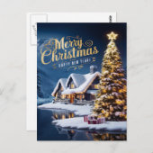 Betoverde Kerstmis: Huis en Boom Briefkaart (Voorkant / Achterkant)