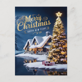 Betoverde Kerstmis: Huis en Boom Briefkaart