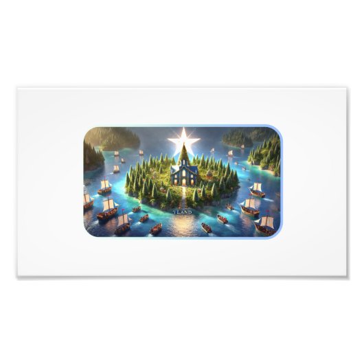 Betoverde kerstviering op I Land Foto Afdruk (Voorkant)