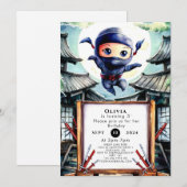 Betoverde Kinder Ninja Verjaardag Kaart (Voorkant / Achterkant)