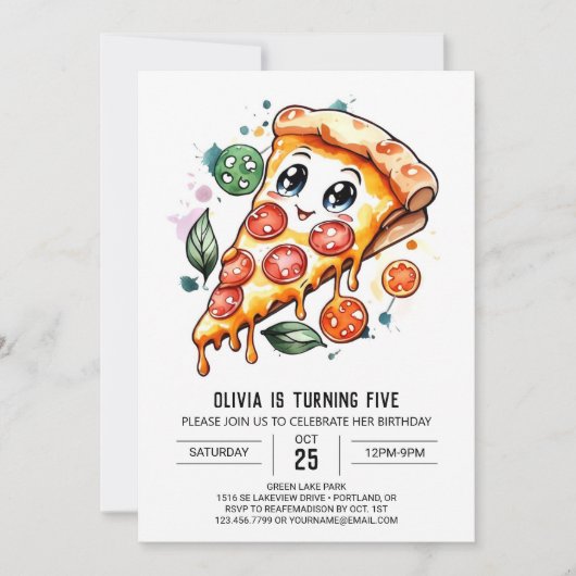 Betoverde Kinder Pizza Verjaardag Kaart (Voorkant)