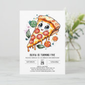 Betoverde Kinder Pizza Verjaardag Kaart (Staand voorkant)