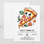 Betoverde Kinder Pizza Verjaardag Kaart (Voorkant / Achterkant)