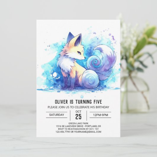 Betoverde Kinder vos Verjaardag Kaart (Staand voorkant)