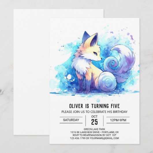 Betoverde Kinder vos Verjaardag Kaart (Voorkant / Achterkant)