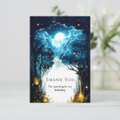 Betoverde Kinderbos Verjaardag Bedankkaart (Staand voorkant)