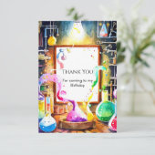 Betoverde kinderchemie-wetenschapper verjaardag bedankkaart (Staand voorkant)