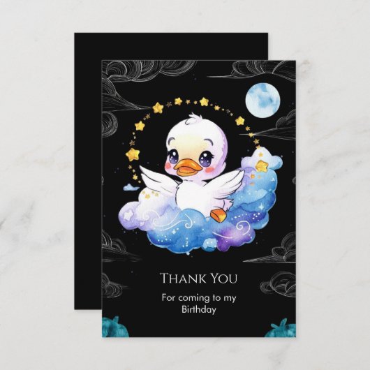 Betoverde Kinderen Eend Verjaardag Bedankkaart (Voorkant / Achterkant)