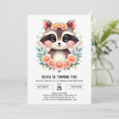 Betoverde Kinderen wasbeer meisje verjaardag Kaart (Staand voorkant)