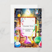 Betoverde kinderfeestje voor scheikundewetenschapp bedankkaart (Voorkant / Achterkant)