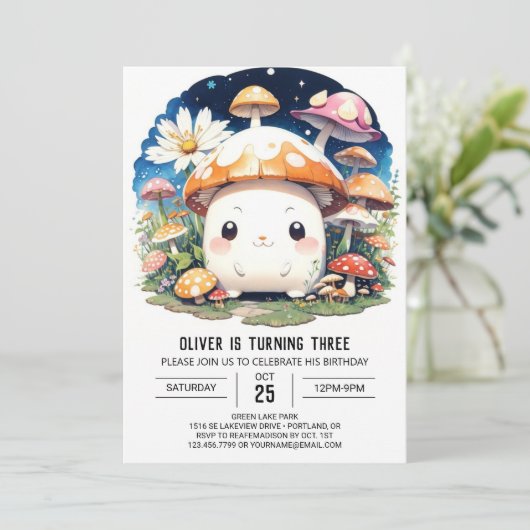 Betoverde Kleine Paddestoel Magic Verjaardag Kaart (Staand voorkant)