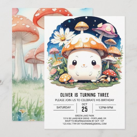 Betoverde Kleine Paddestoel Magic Verjaardag Kaart (Voorkant / Achterkant)