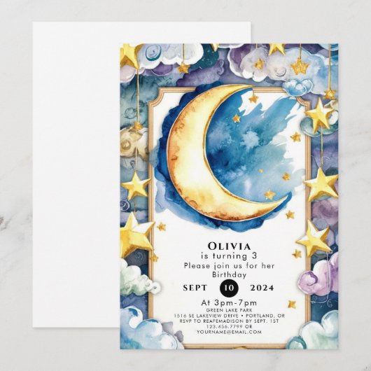 Betoverde kleurrijke maan verjaardag kaart (Voorkant / Achterkant)