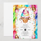 Betoverde Kleurrijke Romige IJs Verjaardag Kaart (Voorkant / Achterkant)