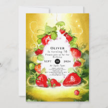 Betoverde Kleurrijke Vrolijke Aardbei Verjaardag