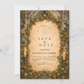 Betoverde klimop gotische herfsttrouw save the date (Voorkant)