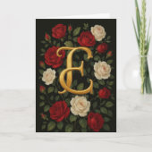 Betoverde Klimrozen Initiaal “E” Kaart (Voorkant)