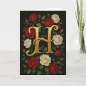 Betoverde Klimrozen Initiaal “H” Kaart (Voorkant)