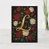 Betoverde Klimrozen Initiaal "L" Kaart (Voorkant)