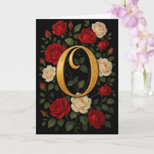 Betoverde Klimrozen Initiaal “O” Kaart (Orchidee)