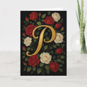 Betoverde Klimrozen Initiaal “P” Kaart (Voorkant)