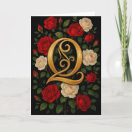 Betoverde Klimrozen Initiaal “Q” Kaart