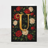 Betoverde Klimrozen Initiaal “U” Kaart (Voorkant)