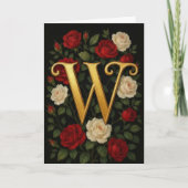 Betoverde Klimrozen Initiaal “W” Kaart (Voorkant)