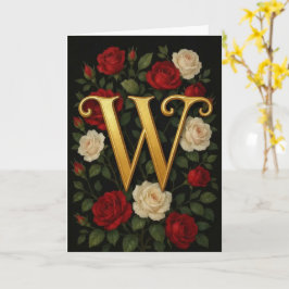 Betoverde Klimrozen Initiaal “W” Kaart