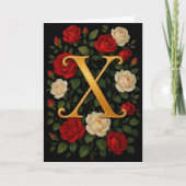 Betoverde Klimrozen Initiaal “X” Kaart (Voorkant)