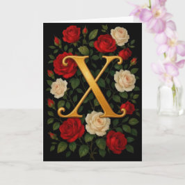 Betoverde Klimrozen Initiaal “X” Kaart