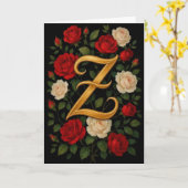 Betoverde Klimrozen Initiaal “Z” Kaart (Gele Bloem)