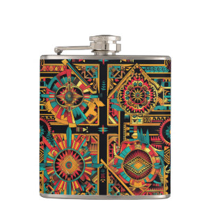 Betoverde kobalt "Aztec Dream" Flask Wrap Heupfles