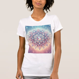 Betoverde Kristallen Mandala — Pastel Edelsteenblo T-shirt