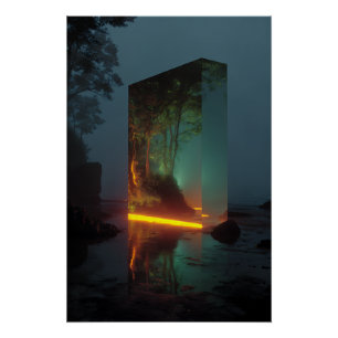 Betoverde Kristallen Monoliet Bos Gloed Perfect Poster