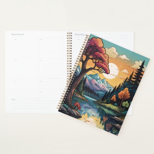 Betoverde Lakeside Serenity Sunset Landschap Planner (Display)
