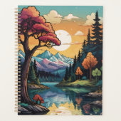 Betoverde Lakeside Serenity Sunset Landschap Planner (Voorkant)