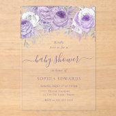 Betoverde Lavendel Baby Shower Acryl Uitnodigingen (Voorkant)