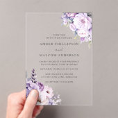 Betoverde Lavendel Haze Bloemen Huwelijk Acryl Uitnodigingen (Insitu (Draagbaar))