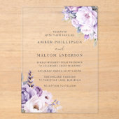 Betoverde Lavendel Haze Bloemen Huwelijk Acryl Uitnodigingen (Voorkant)