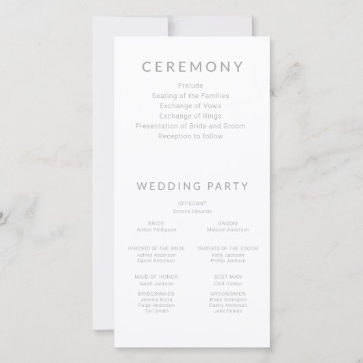 Betoverde Lavendel Haze Bloemen Trouwprogramma (Achterkant)