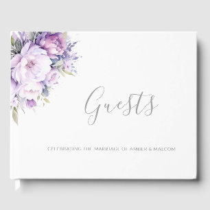 Betoverde Lavendel Paarse Bloemen Bruiloft Gastenboek