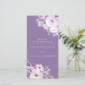 Betoverde Lavendel Paarse Bloemen Bruiloft Program (Staand voorkant)