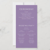 Betoverde Lavendel Paarse Bloemen Bruiloft Program (Achterkant)